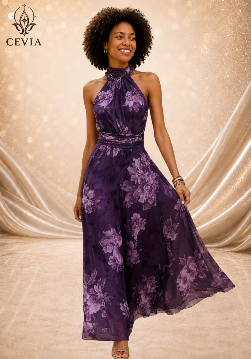 The Romantic Halter Floral Maxi Dress