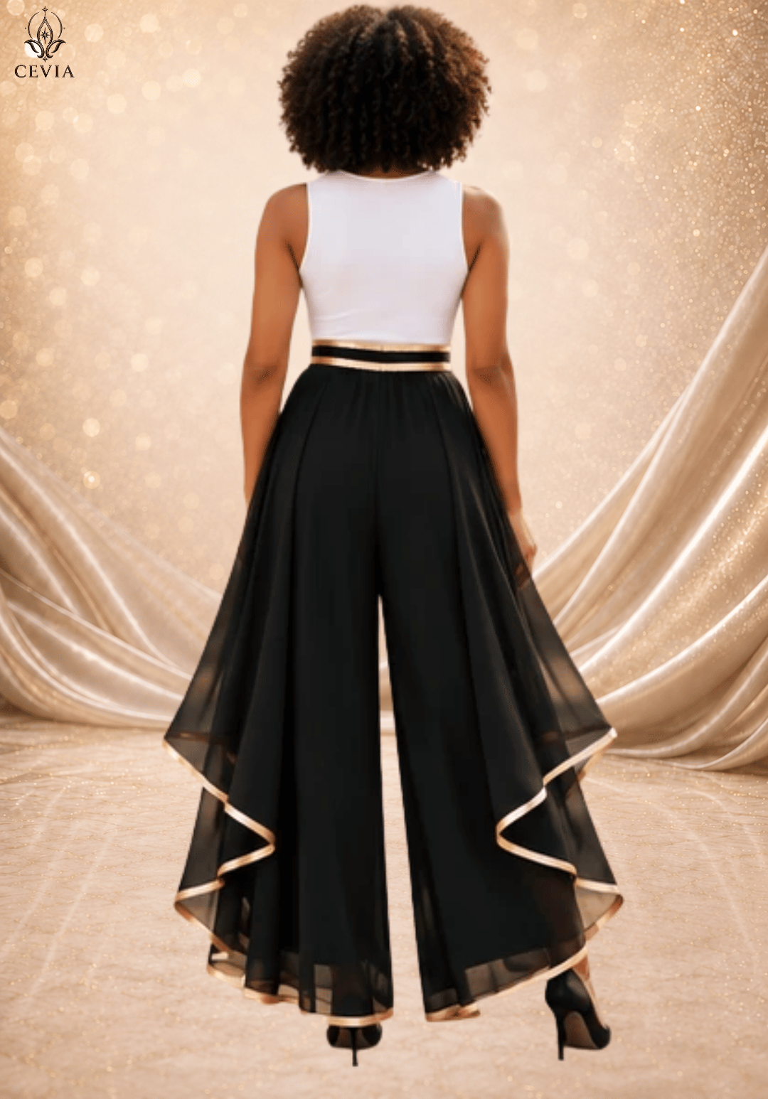 The Gilded Cascade Wide-Leg Pants