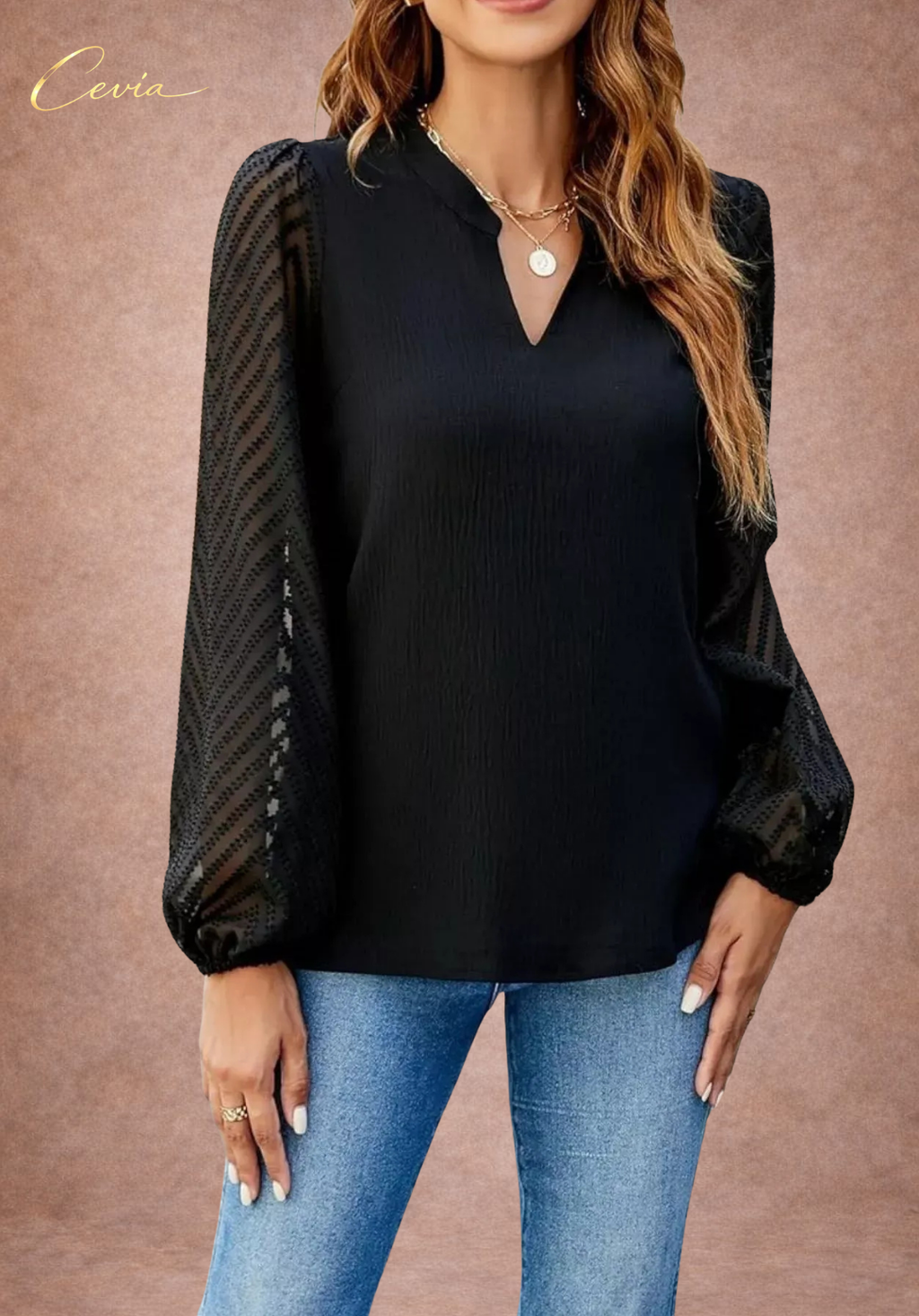 The Eloria Sheer-Elegance Blouse