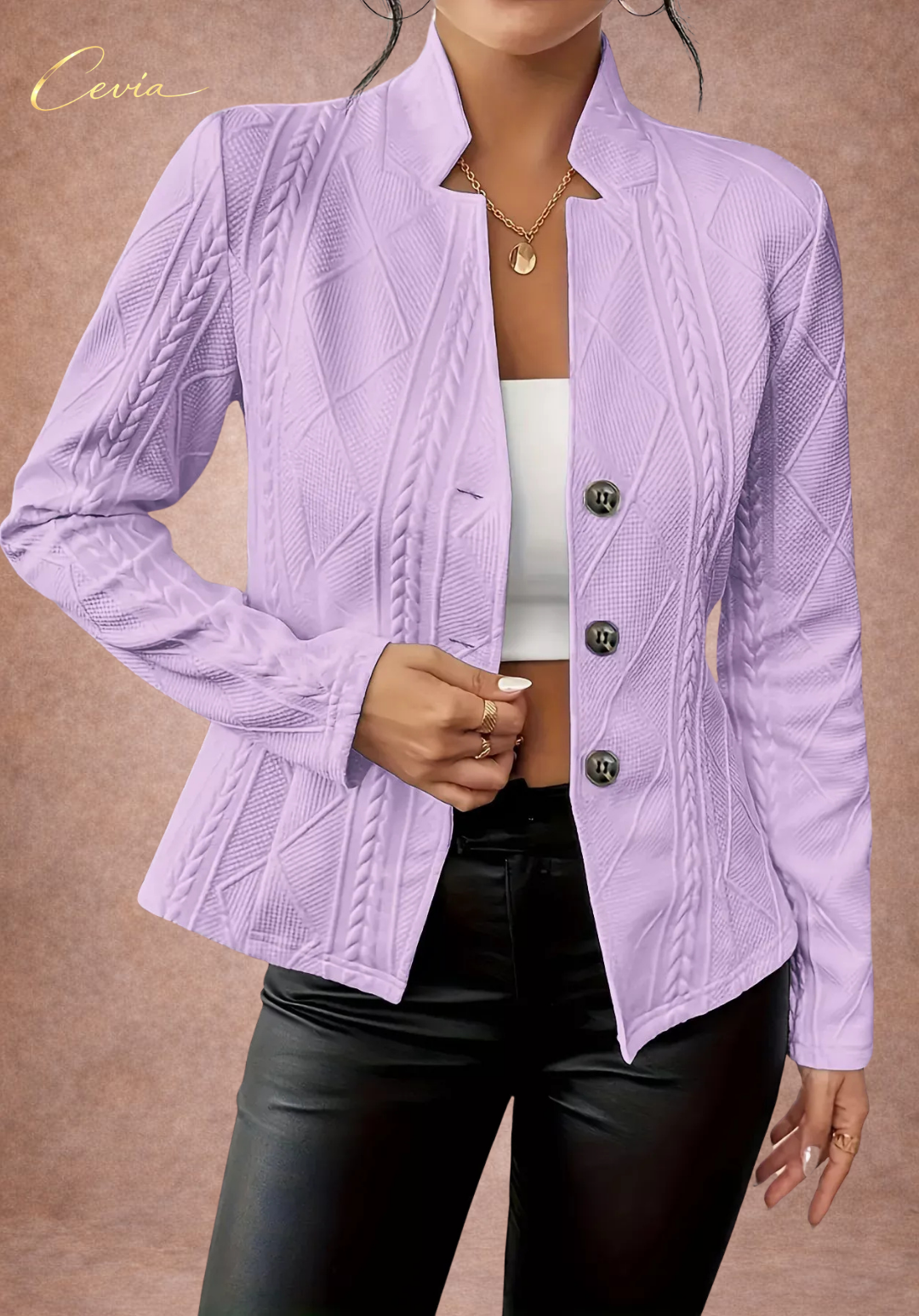 The Elenvara Sculpted-Texture White Blazer