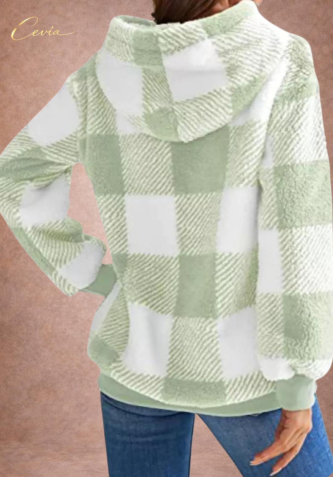 The Marcellinne Checkered Sherpa Hoodie plus size
