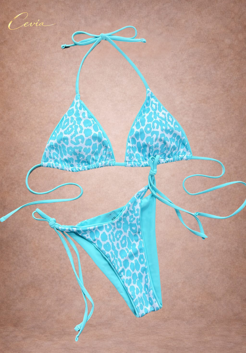 Hot Leopard Tie-Side Triangle Bikini Set