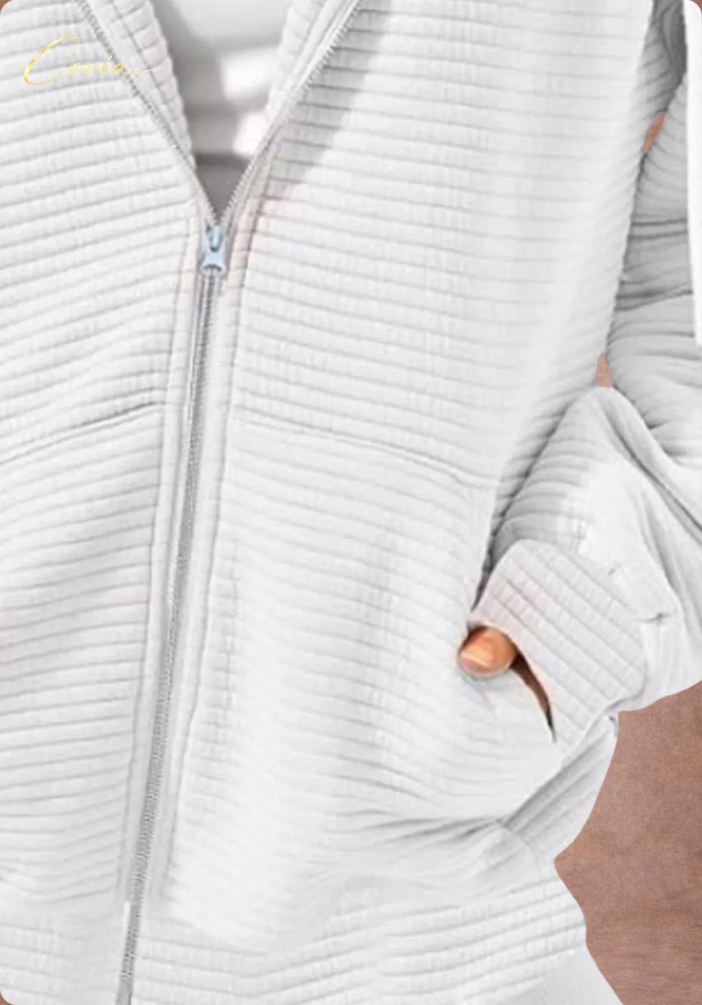 The Nyelle Ribbed Plush Zip Hoodie