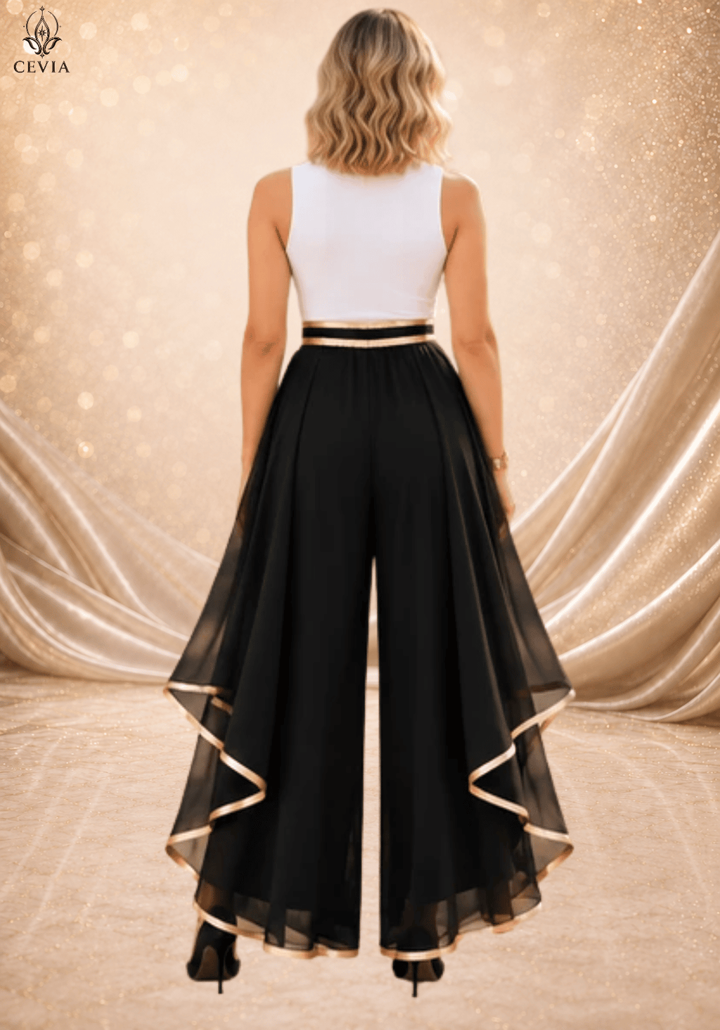 The Gilded Cascade Wide-Leg Pants