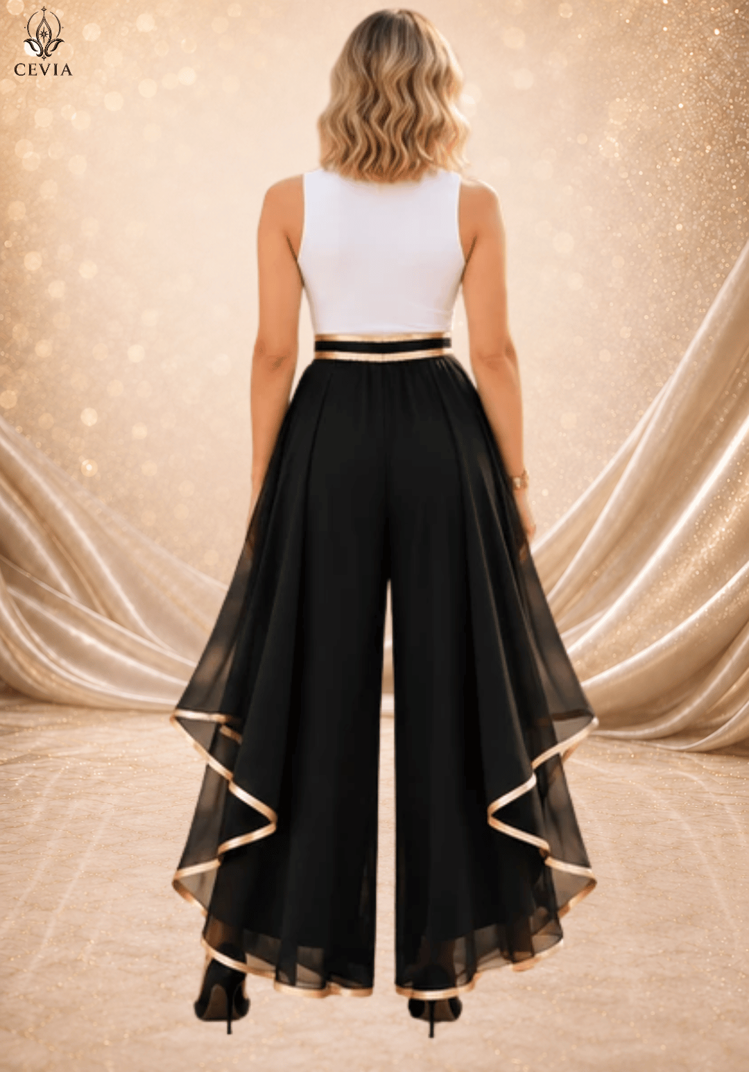The Gilded Cascade Wide-Leg Pants