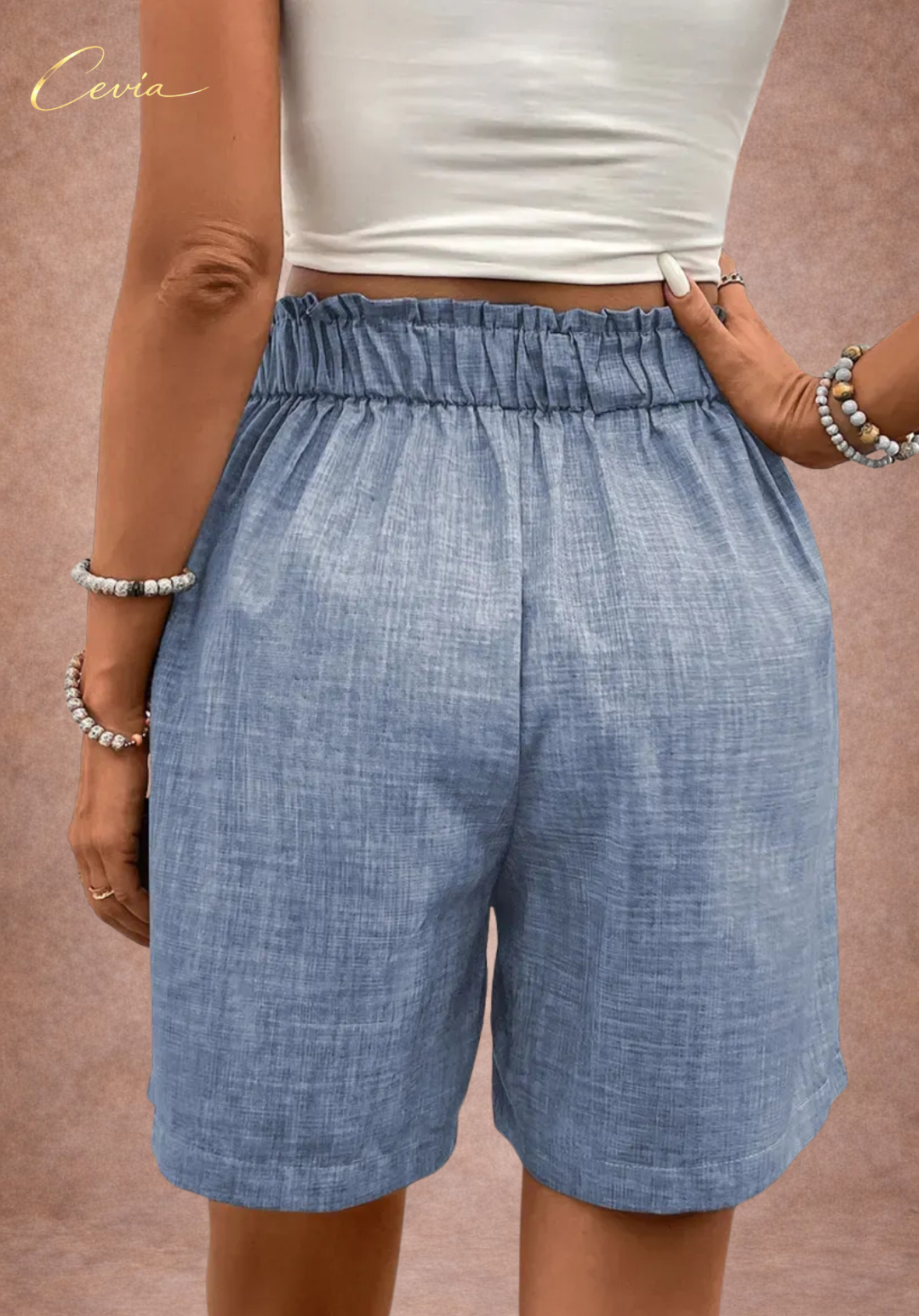 CEVIA High-Waist Button Shorts