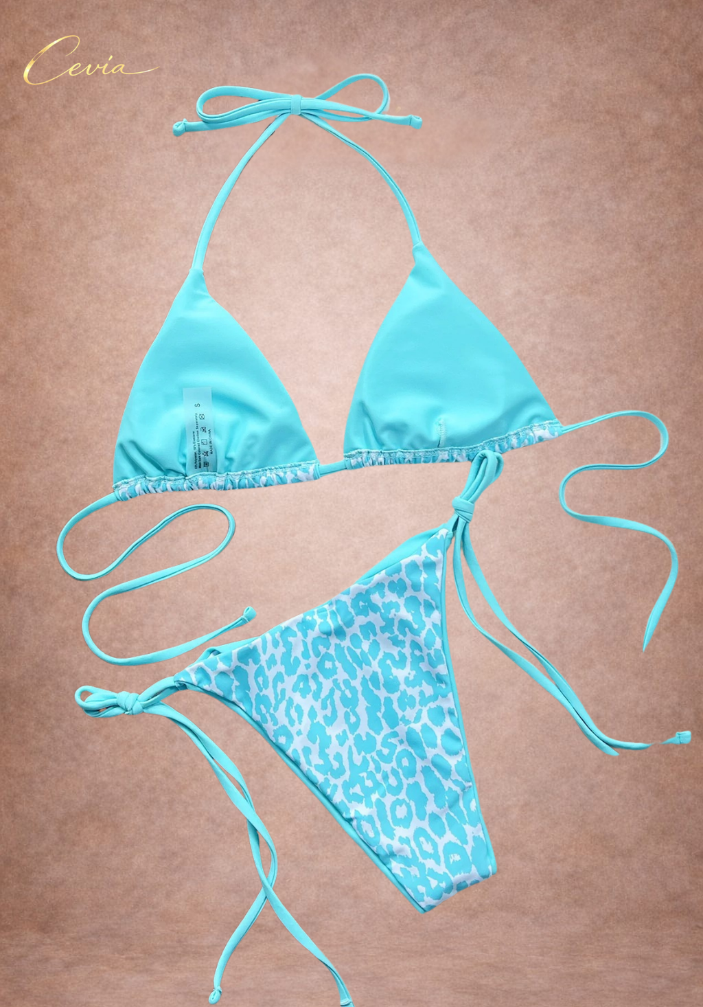Hot Leopard Tie-Side Triangle Bikini Set