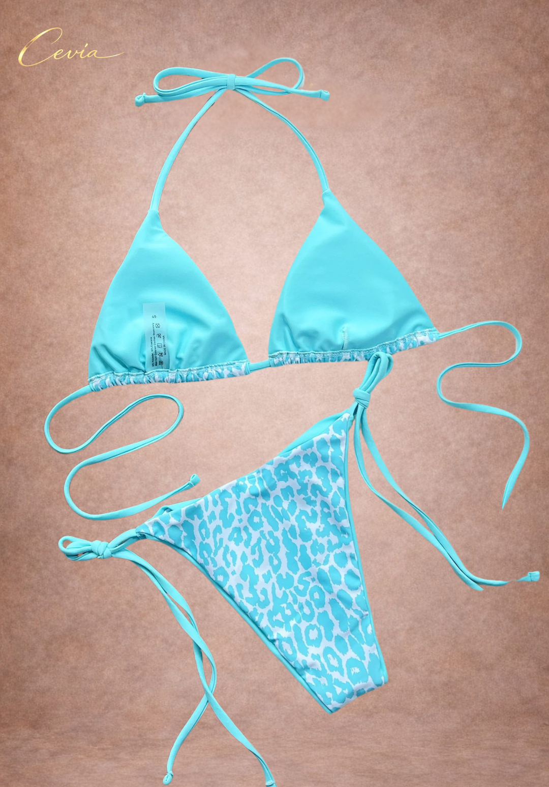 Hot Leopard Tie-Side Triangle Bikini Set