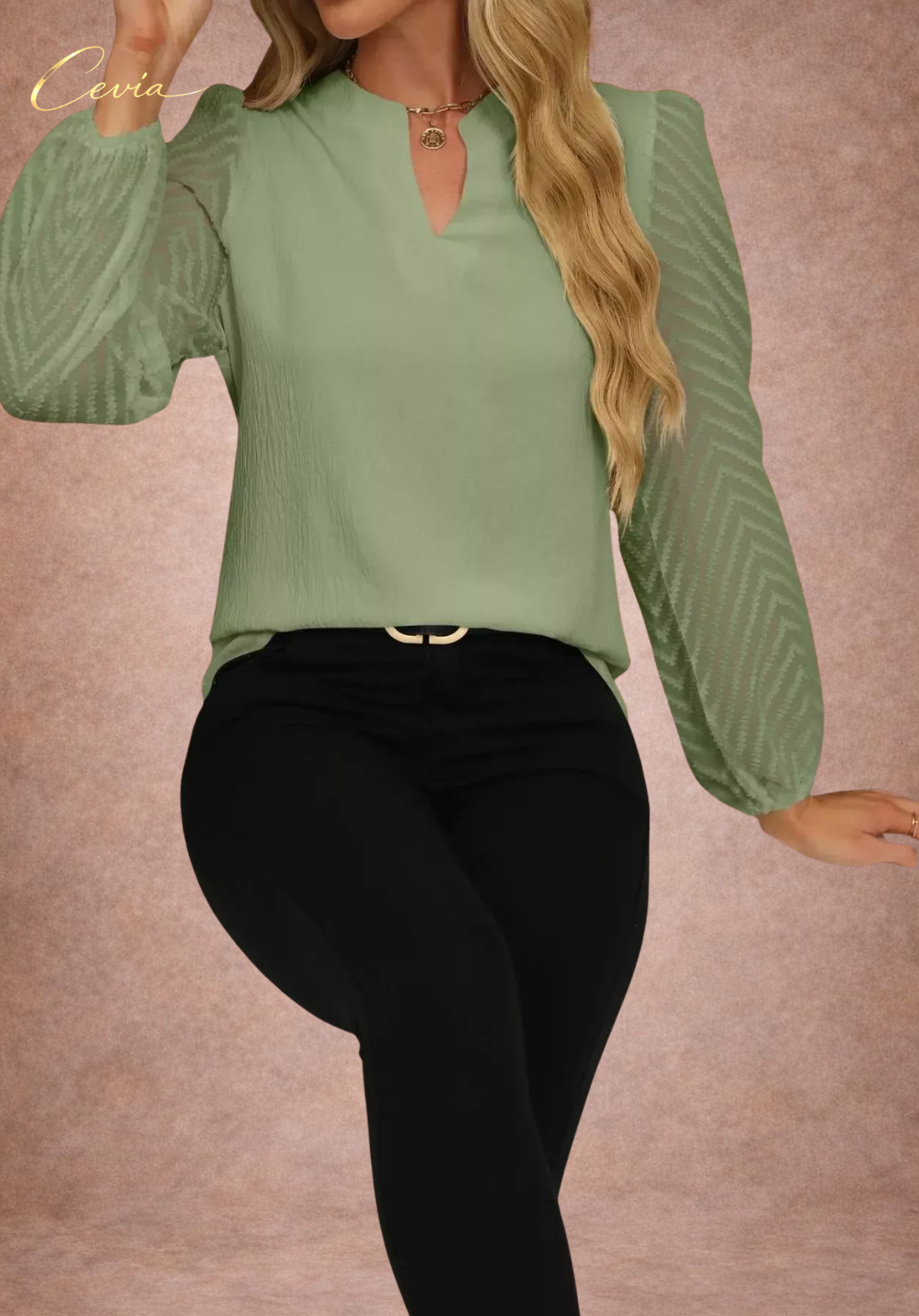 The Eloria Sheer-Elegance Blouse