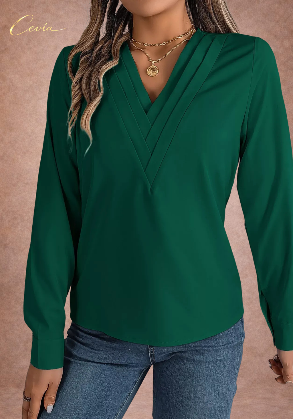 The Celestine Pleat-Detail Luxe Blouse
