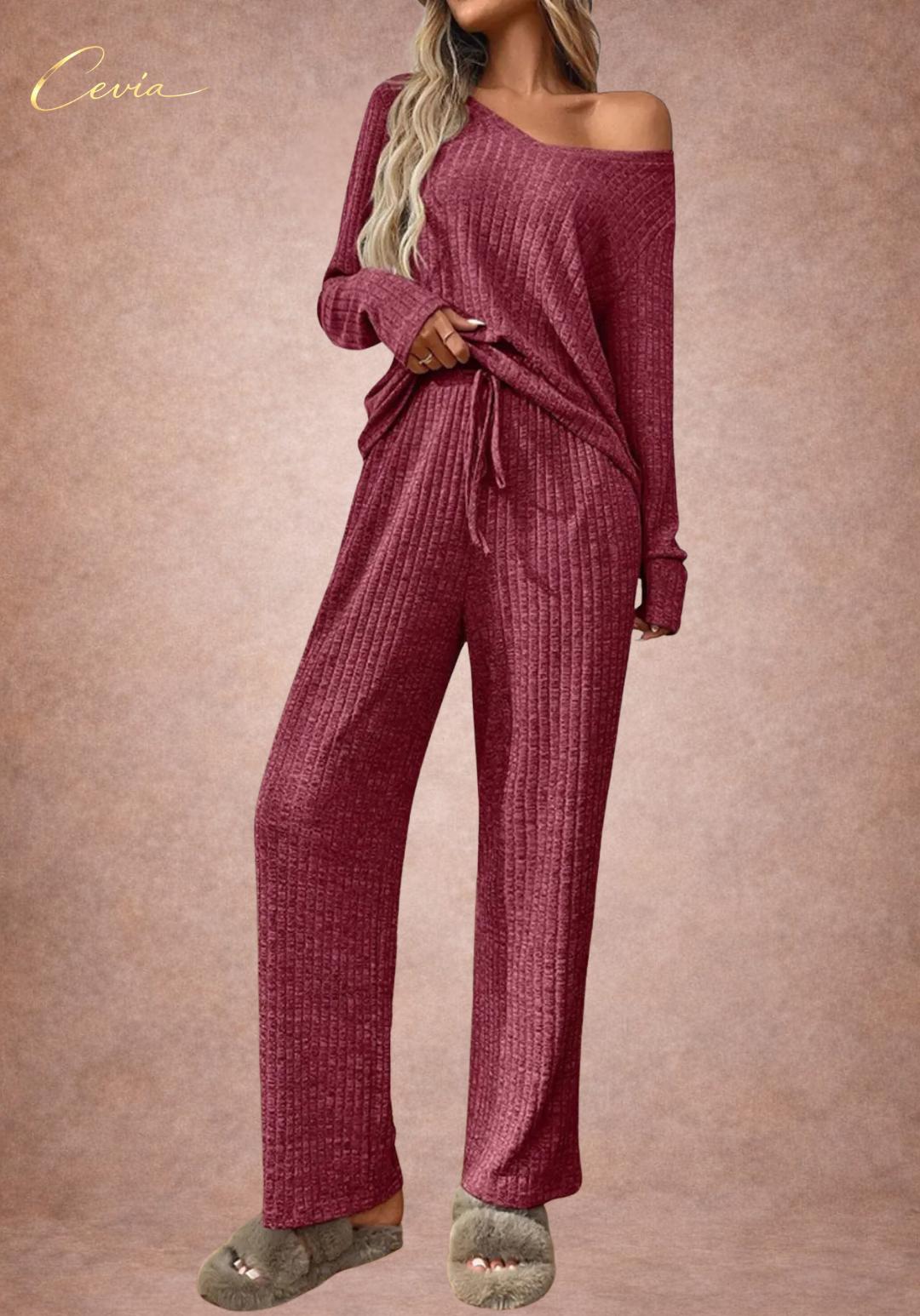 Azure-Ribbed Lounge Set