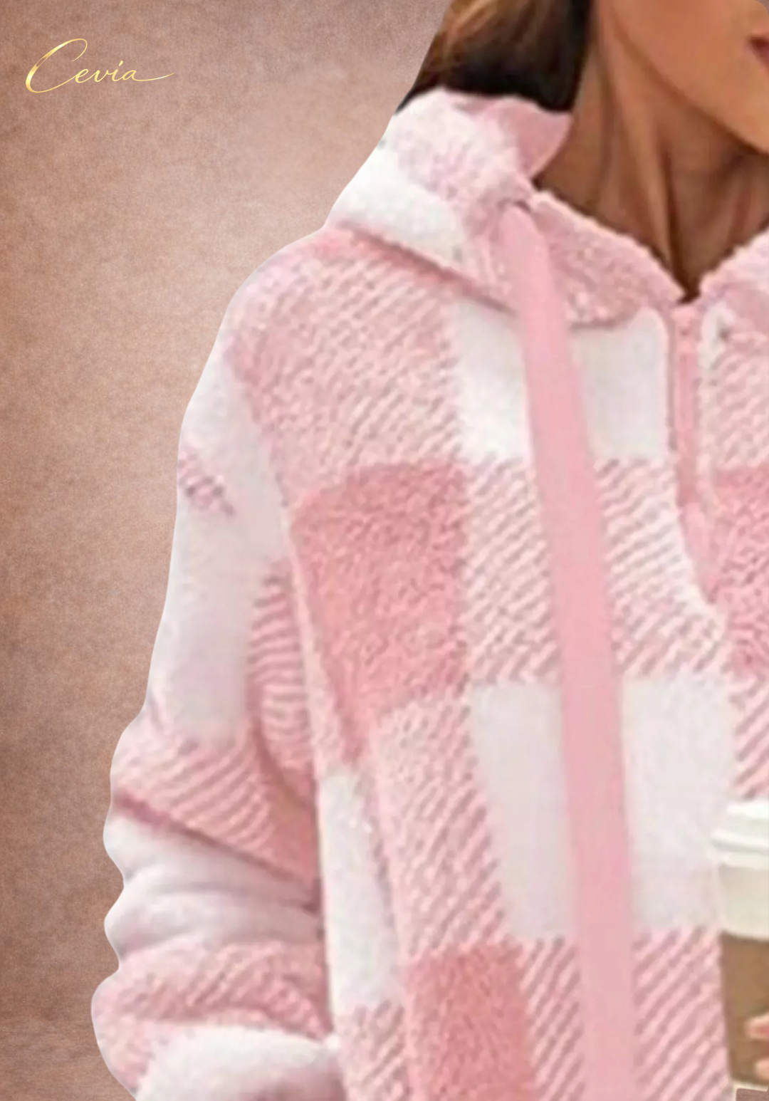 The Marcellinne Checkered Sherpa Hoodie plus size