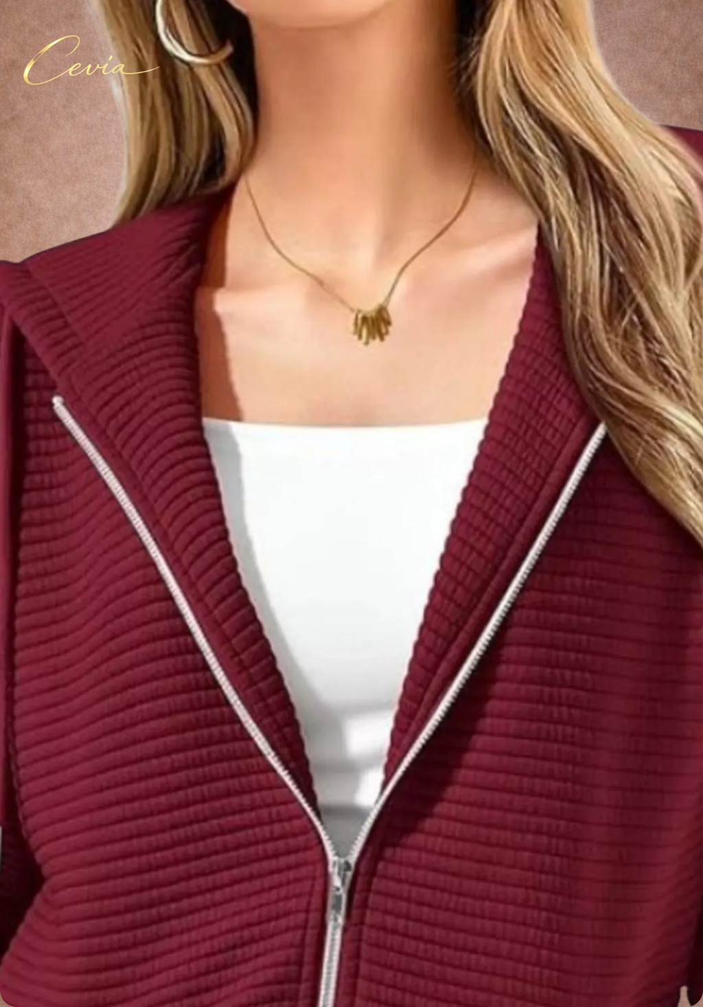 The Nyelle Ribbed Plush Zip Hoodie