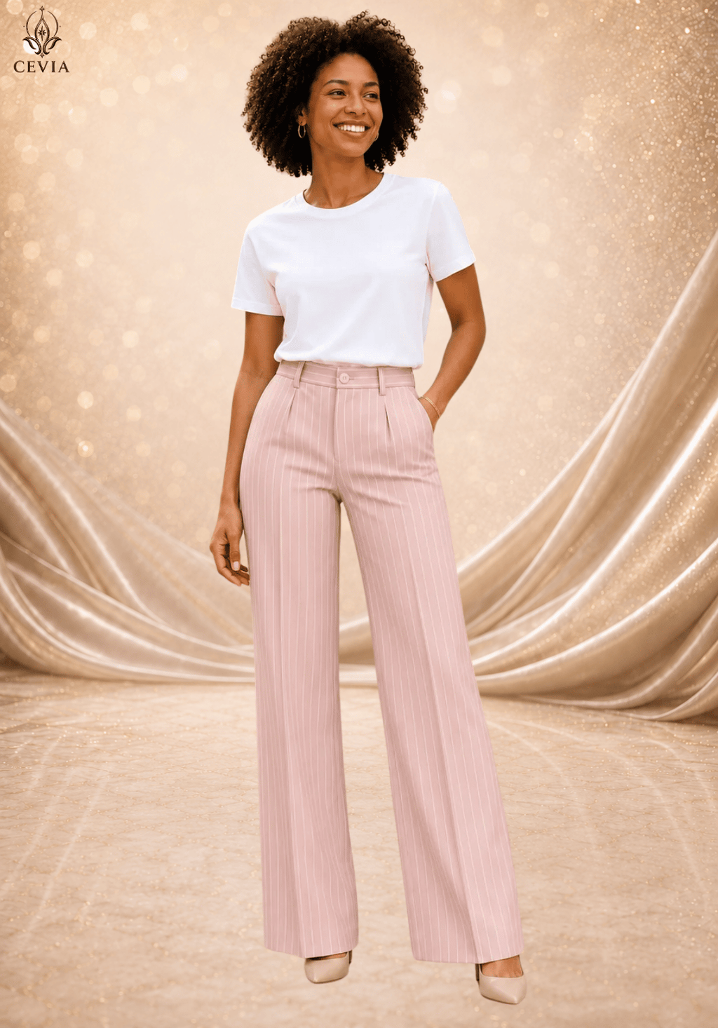 The Pinstripe Authority Wide-Leg Pants