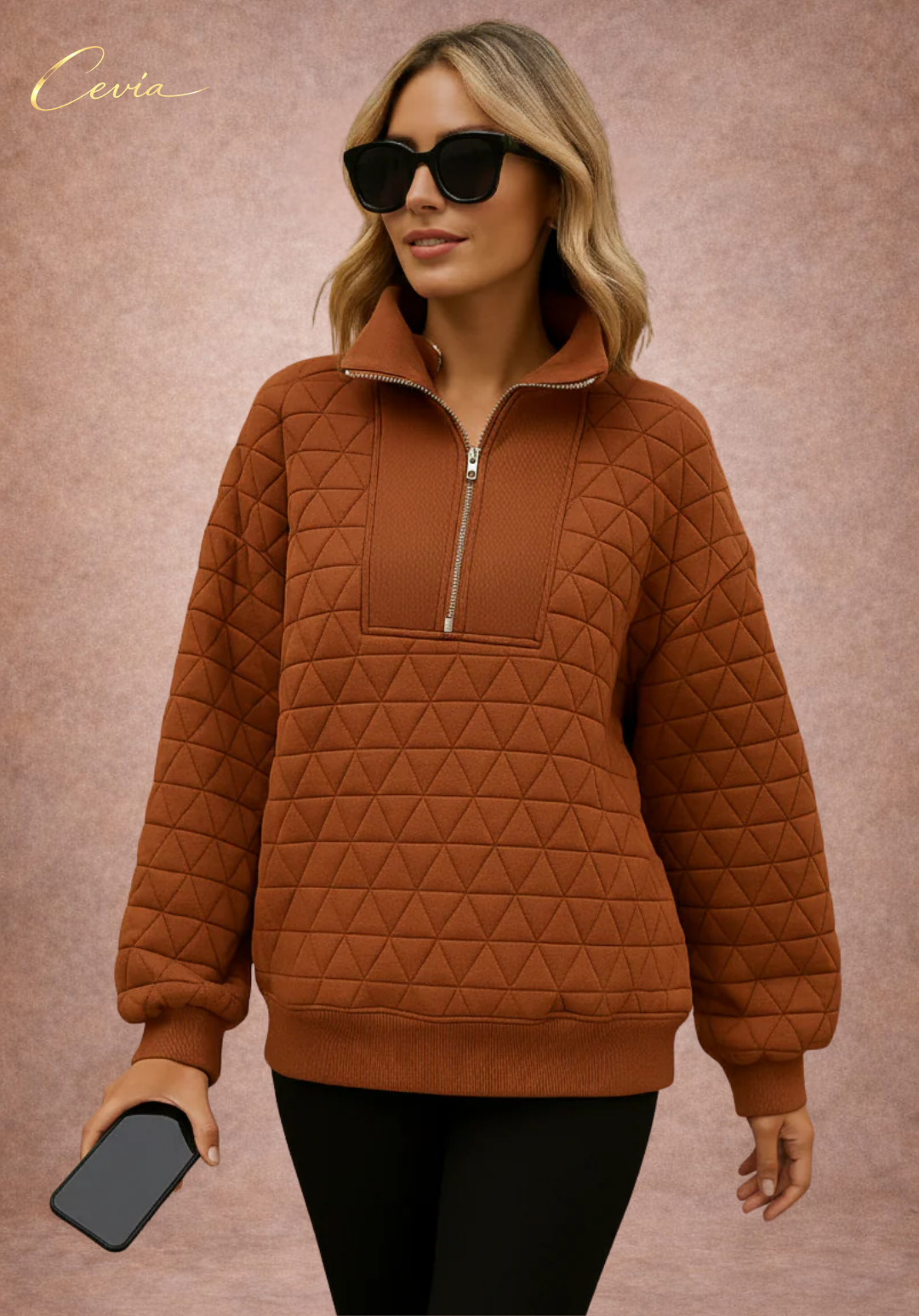 The Terralune Quilted Half-Zip Sweater