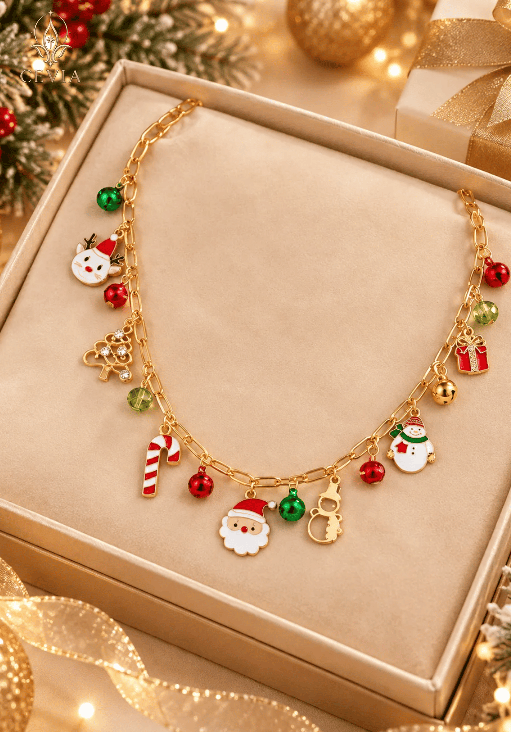 Die Holly Jolly Christmas Charm-Halskette