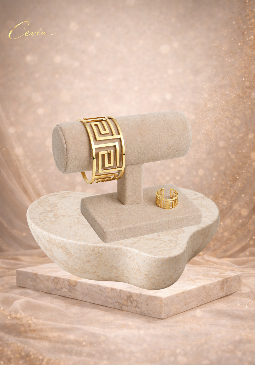 The Aurelia Geometric Cuff & Ring Set