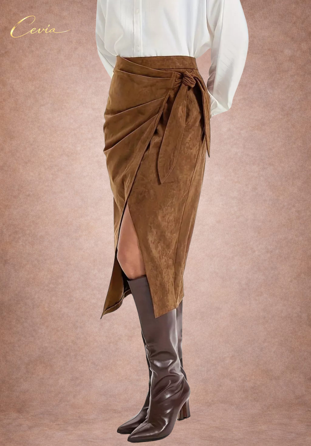 The Velvet Whisper Wrap Midi Skirt