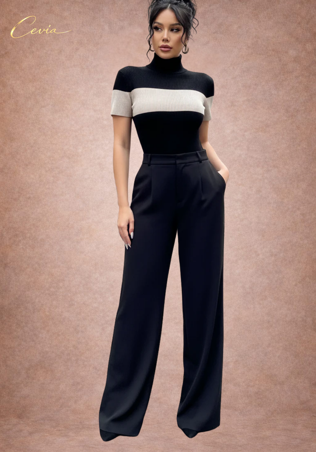 The Marivonne Dual-Tone Sculpted Knit Bodysuit