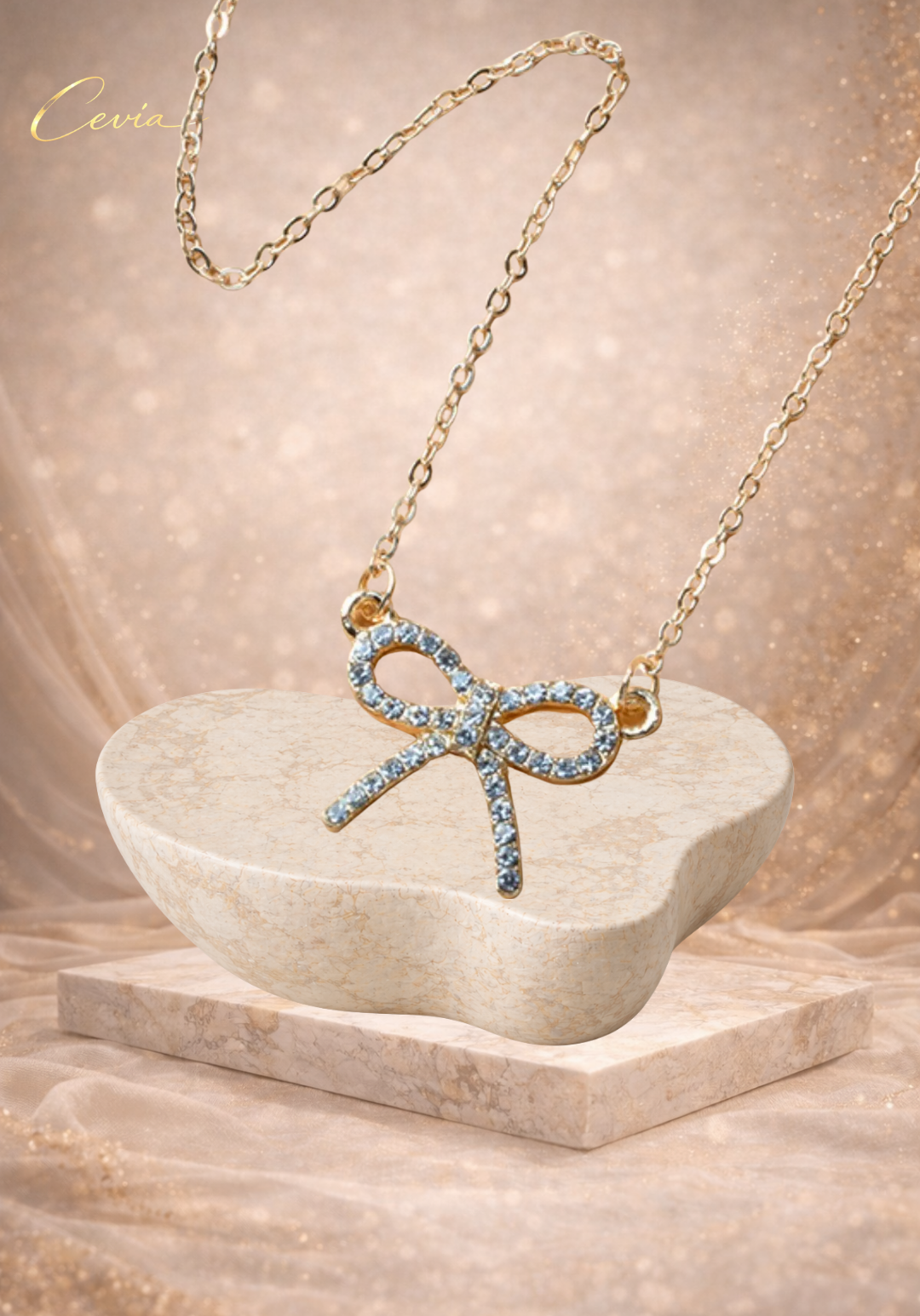 Zircon Bow Pendant Necklace