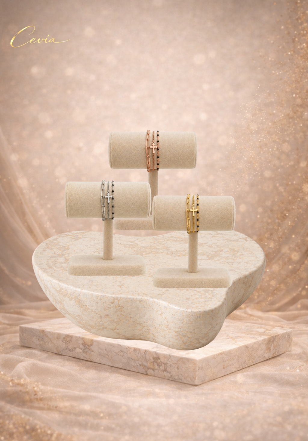 The Lucette Noir-Gold Layered Bracelet — Triple-Layer Minimal Luxe