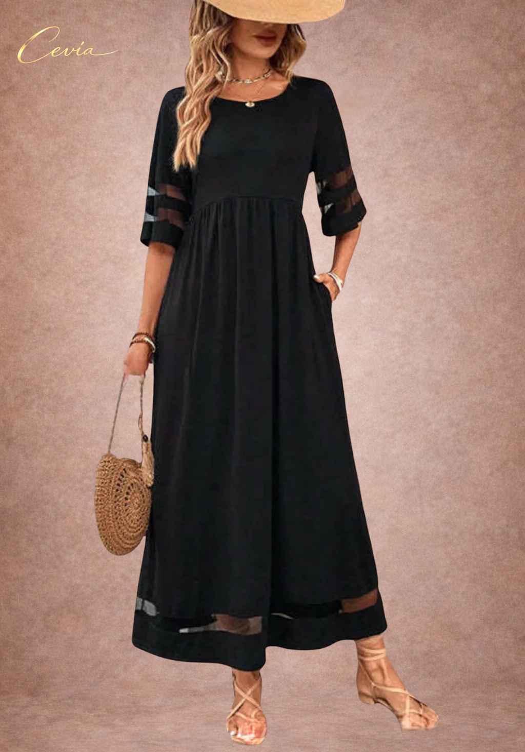 The Marivelle Shadow-Sheer Maxi Dress