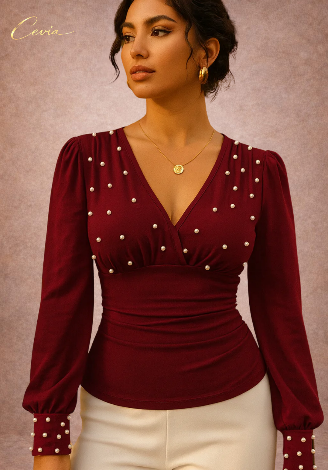 The Marivelle Pearl-Ruched Silhouette Top
