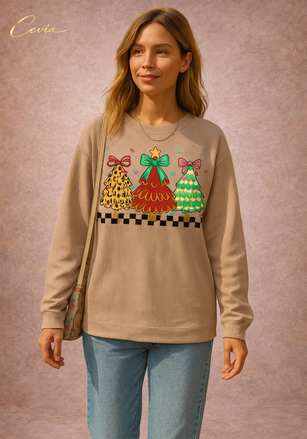 The Noellette Trio-Tree Festive Ribbed Top