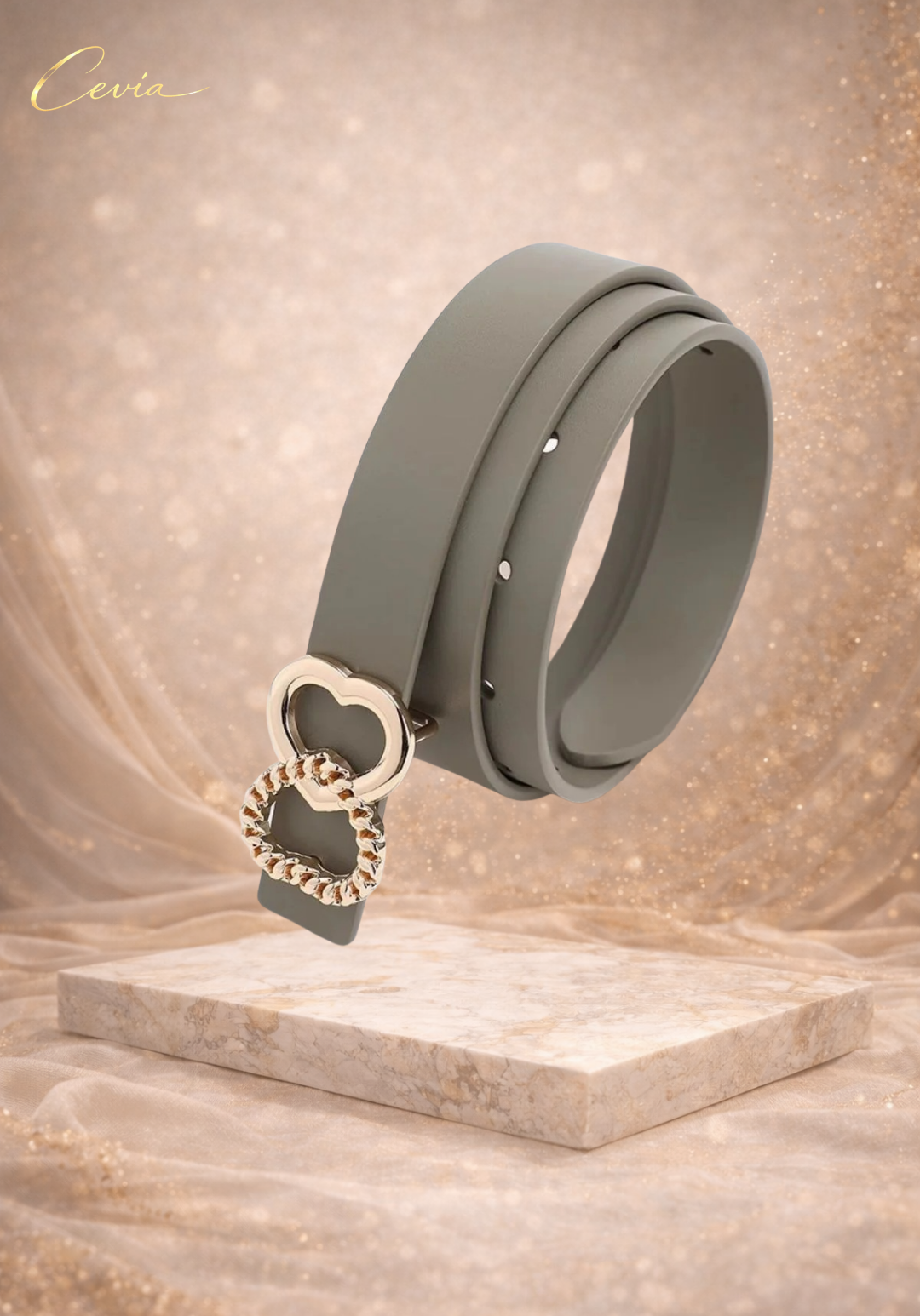 The Seraphine Heart Accent Leather Belt