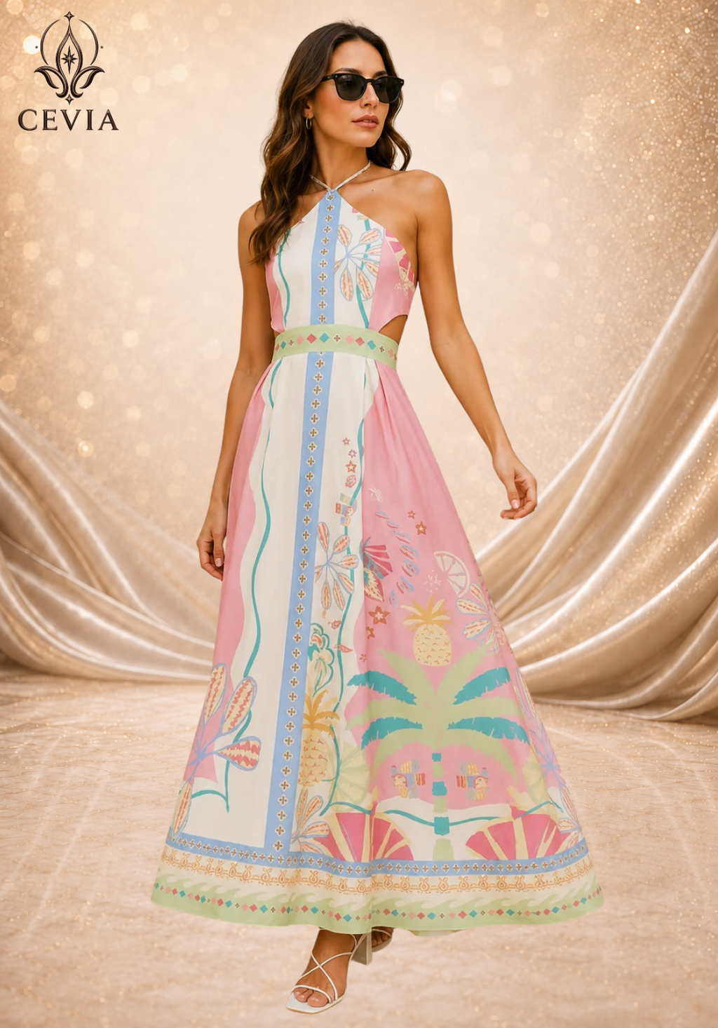 The Backless Halter Cutout Maxi Dress