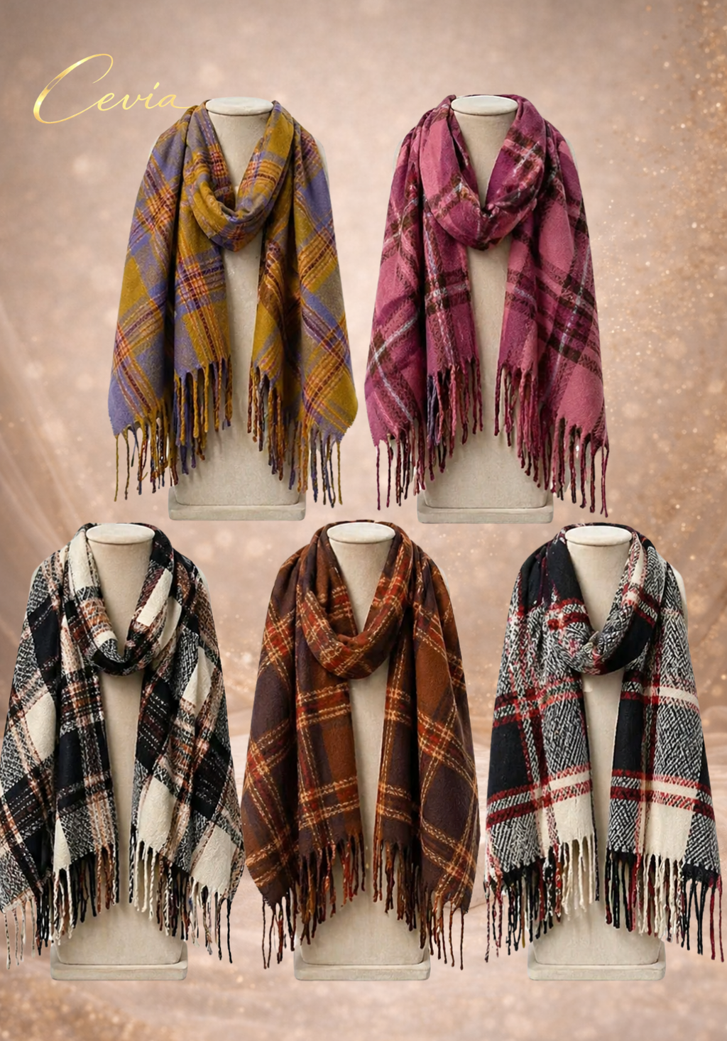 The Madelle Plaid Fringe Scarf