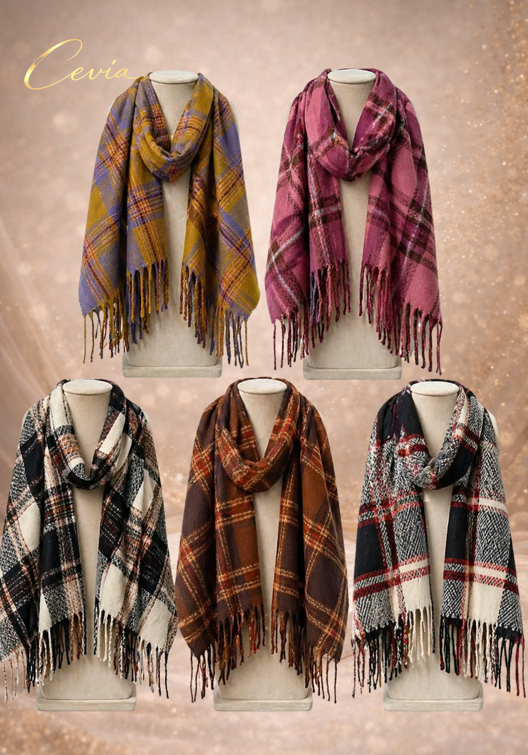 The Madelle Plaid Fringe Scarf