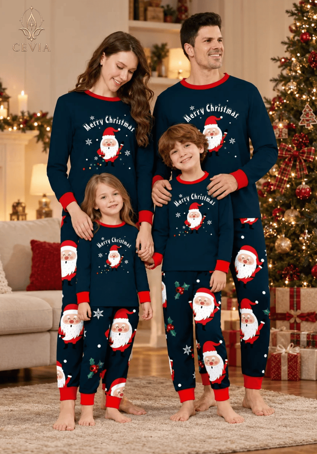 Noel Aile Eşleşen Pijama Takımları — Santa's Joyful Wishes
