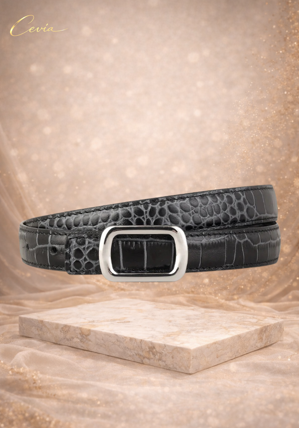 The Riviera Croc-Embossed Leather Belt