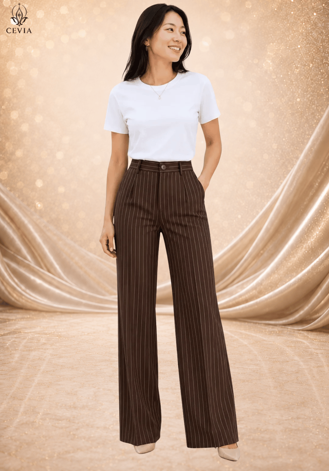 The Pinstripe Authority Wide-Leg Pants