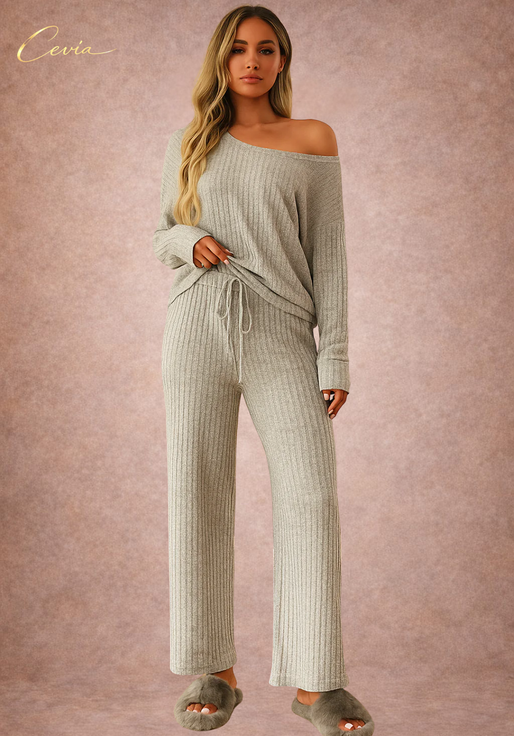 Azure-Ribbed Lounge Set
