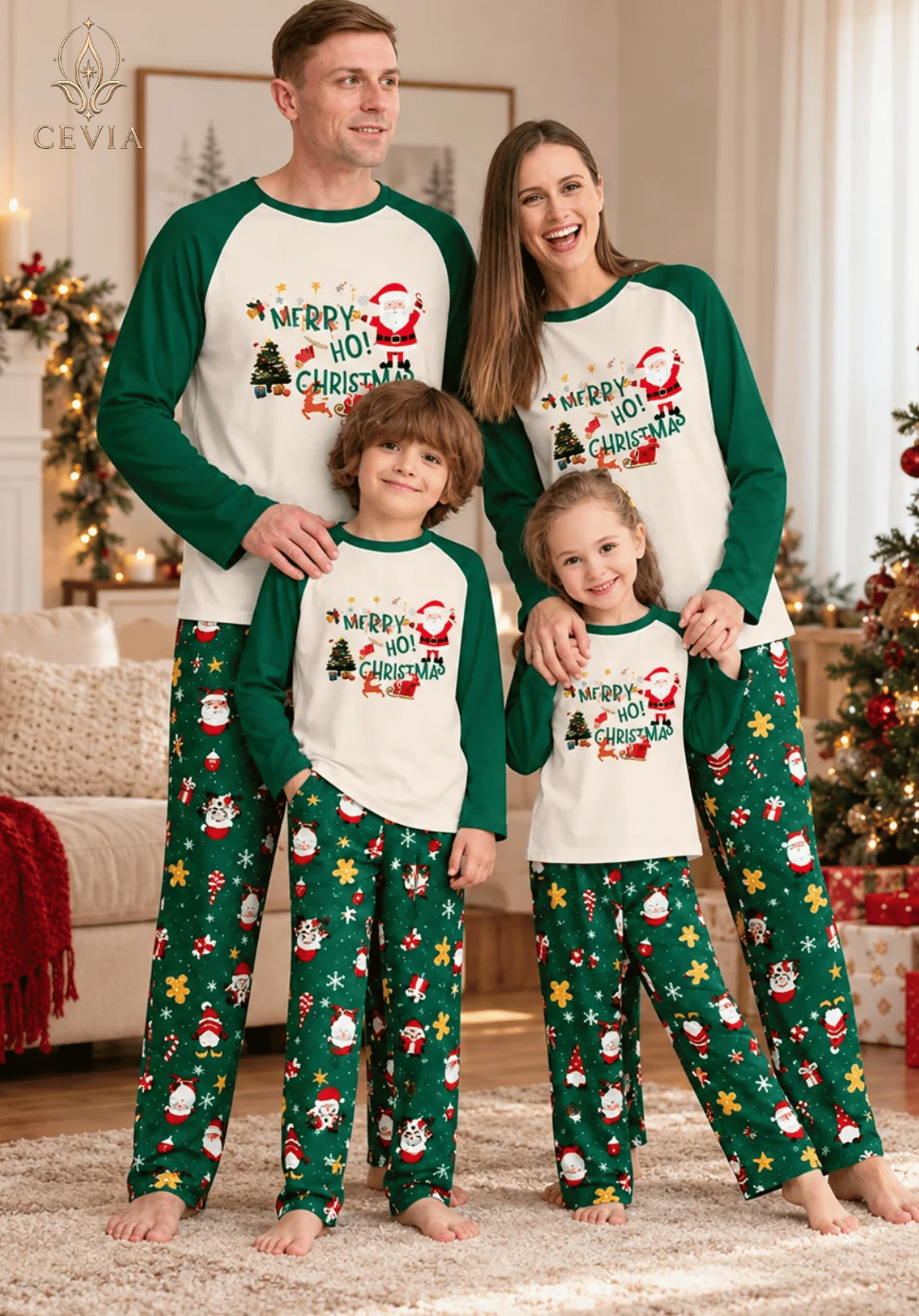 أطقم بيجامات كريسماس عائلية متطابقة — Santa's Merry Wishes