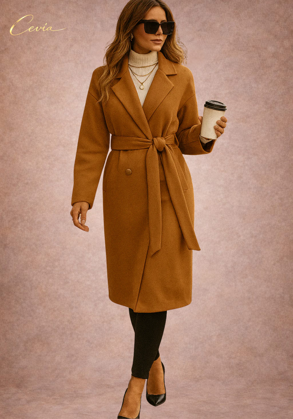 The Ravelle Camel-Belted Autumn Coat