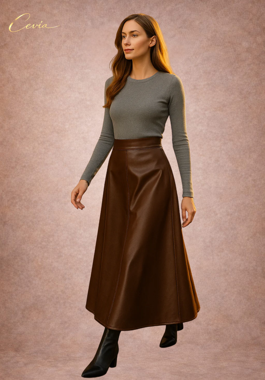 THE SOLENNE LEATHER-EFFECT MAXI SKIRT
