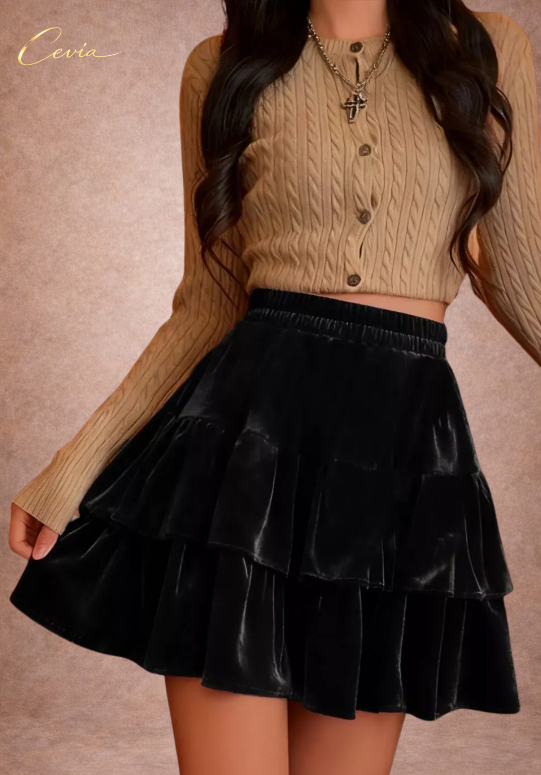 The Midnight Velvet Ruffle Skirt