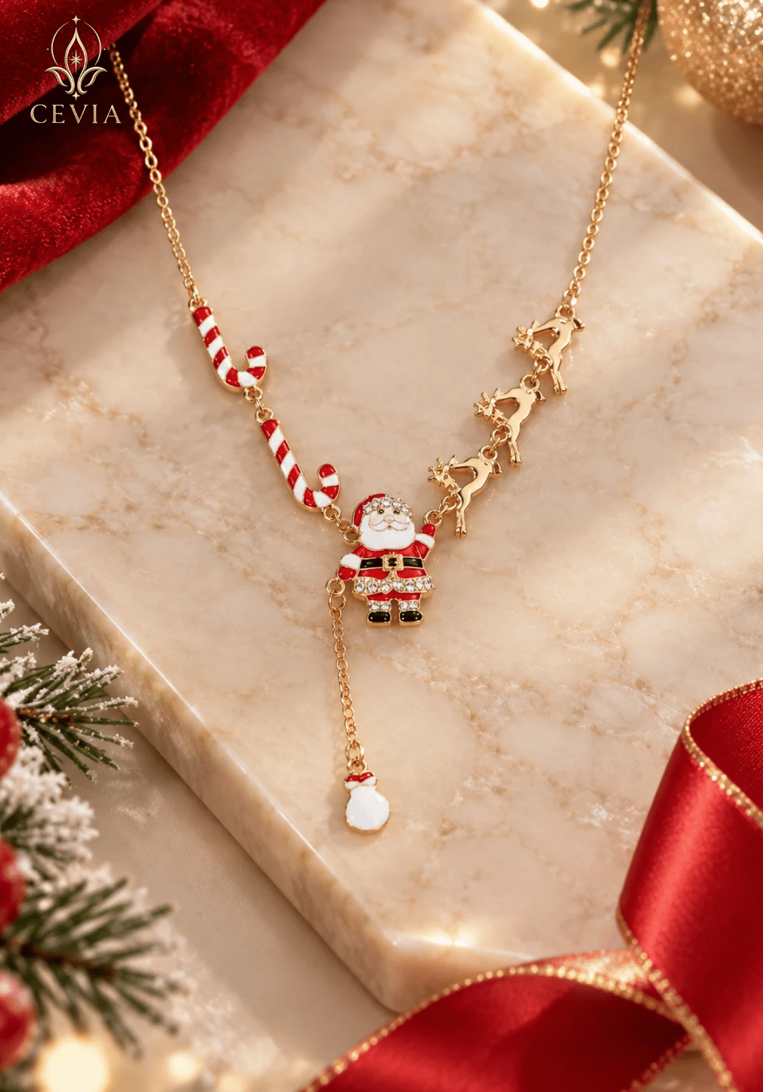قلادة Santa Sleigh Christmas المتدلية