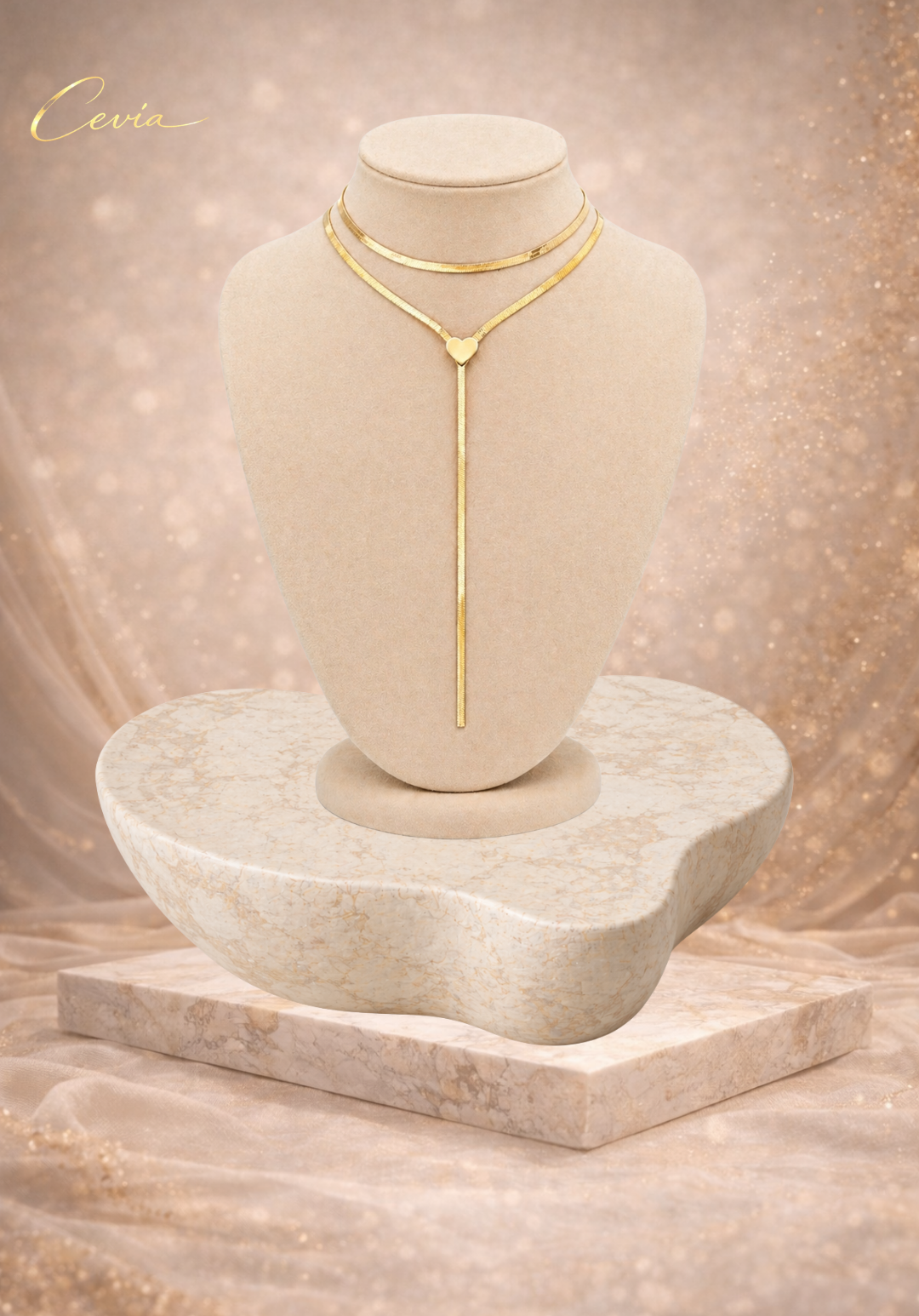 The Amoura Heart Drop Necklace Set