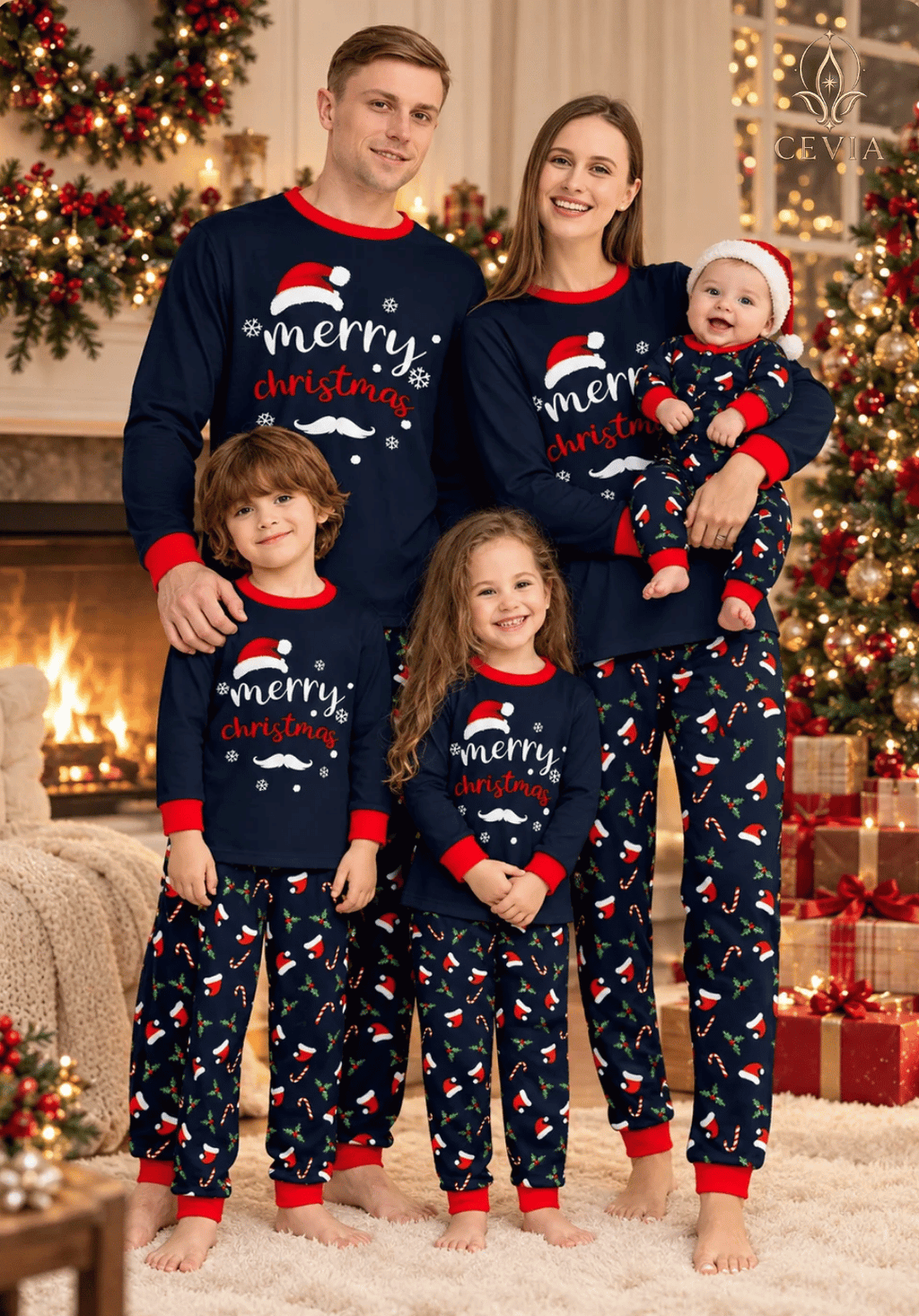 Conjuntos de Pijama Navideño Familiar a Juego — Santa's Midnight Magic