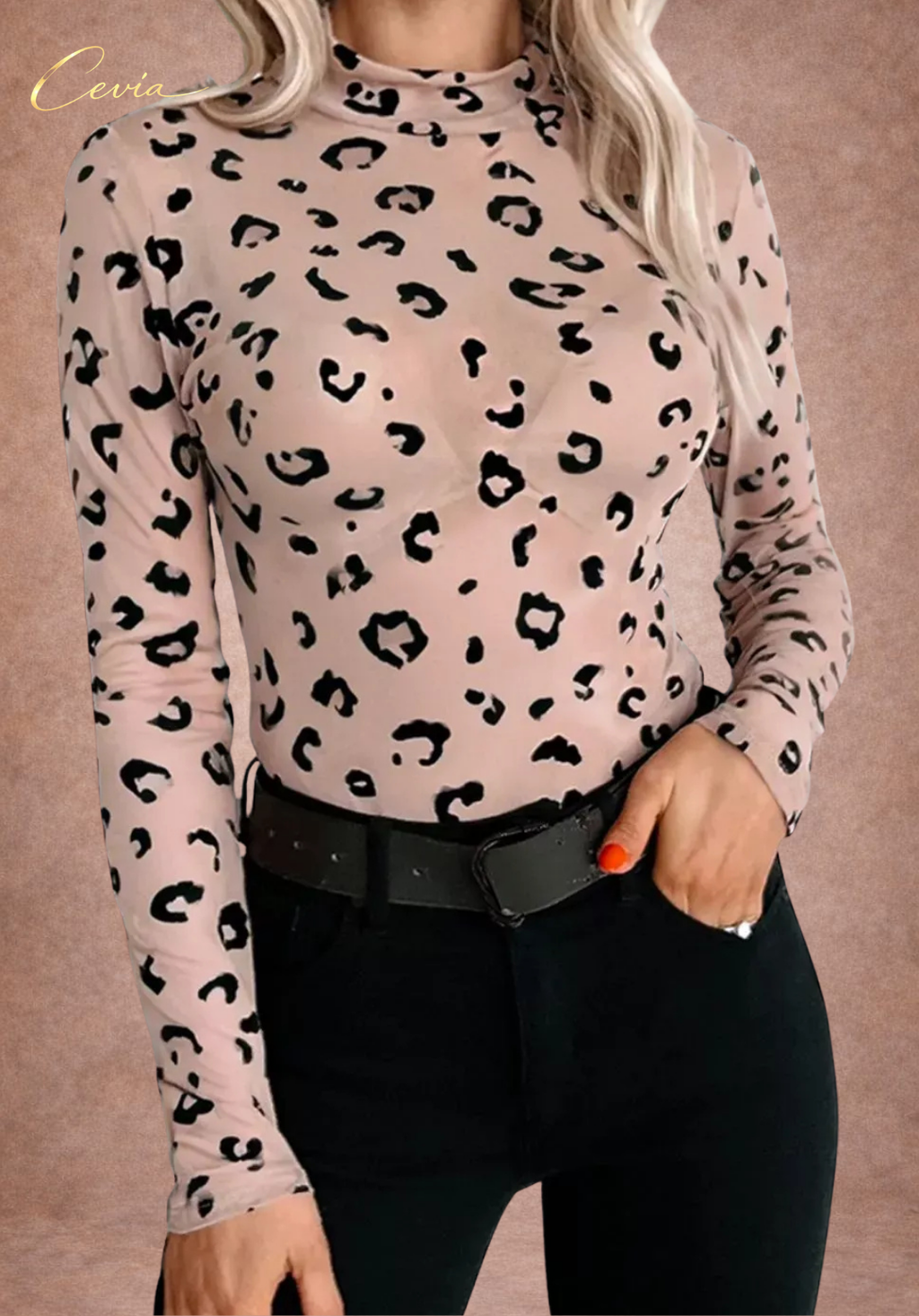 The Léophelle Sheer Rose-Taupe Bodysuit