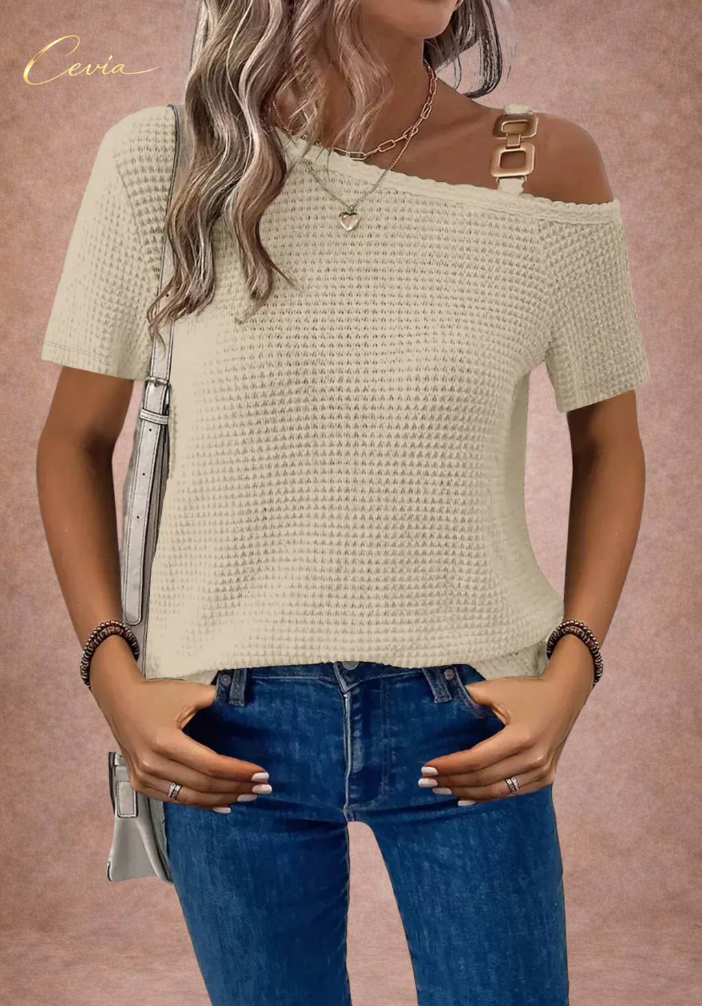 The Riviera One-Shoulder Waffle Knit Top