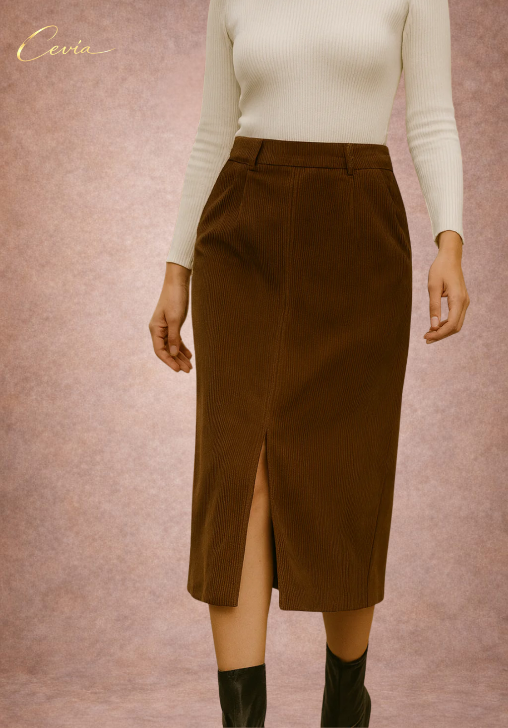 The Marcele Corduroy Midi Skirt