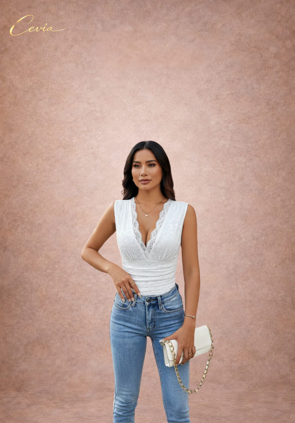 The Avalynne White Lace-Contour Bodysuit