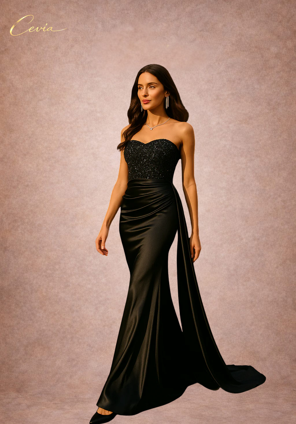 The Lurette Sequined Satin Gown