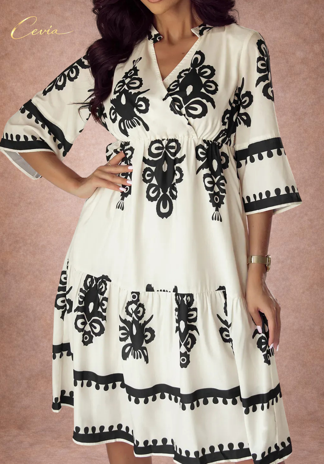 Bohemian V-Neck Tiered Mini Dress