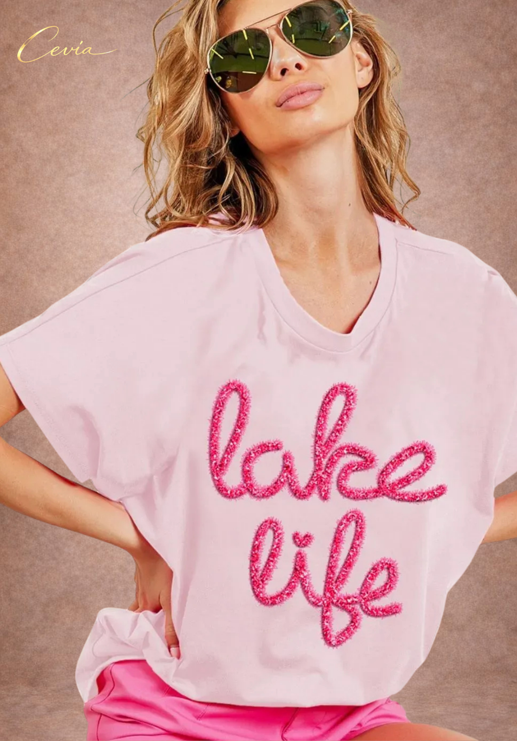 Glitter Letter Graphic Dolman Tee